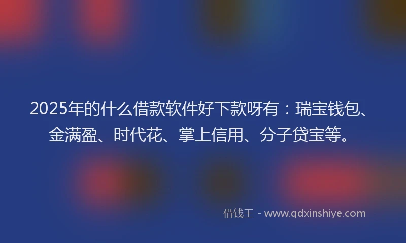 2025年的什么借款软件好下款呀有：瑞宝钱包、金满盈、时代花、掌上信用、分子贷宝等。