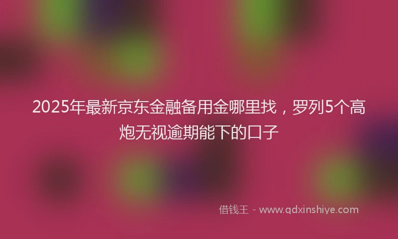 2025年最新京东金融备用金哪里找，罗列5个高炮无视逾期能下的口子