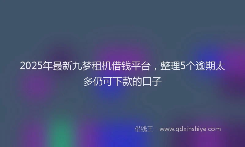 2025年最新九梦租机借钱平台，整理5个逾期太多仍可下款的口子