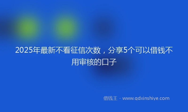 2025年最新不看征信次数，分享5个可以借钱不用审核的口子