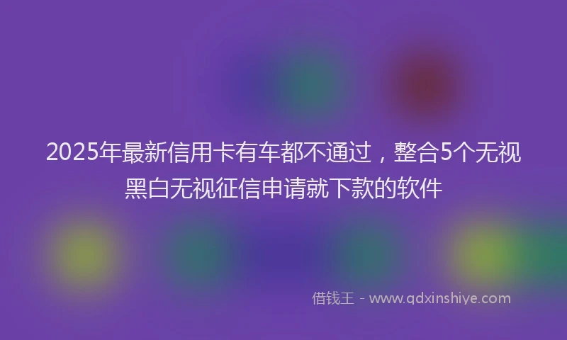 2025年最新信用卡有车都不通过，整合5个无视黑白无视征信申请就下款的软件