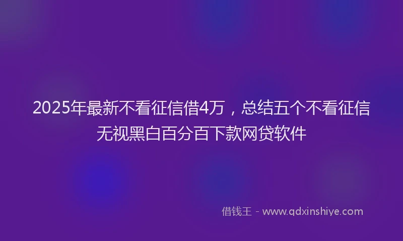 2025年最新不看征信借4万，总结五个不看征信无视黑白百分百下款网贷软件