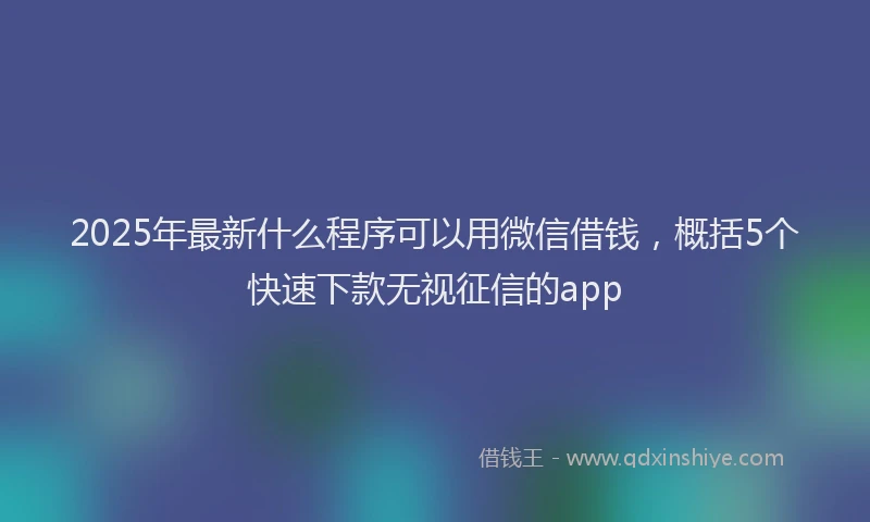 2025年最新什么程序可以用微信借钱，概括5个快速下款无视征信的app