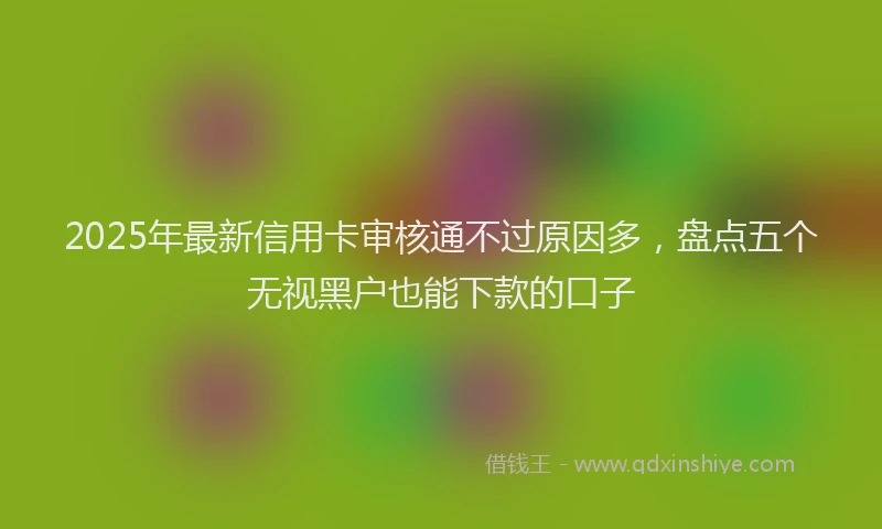 2025年最新信用卡审核通不过原因多，盘点五个无视黑户也能下款的口子