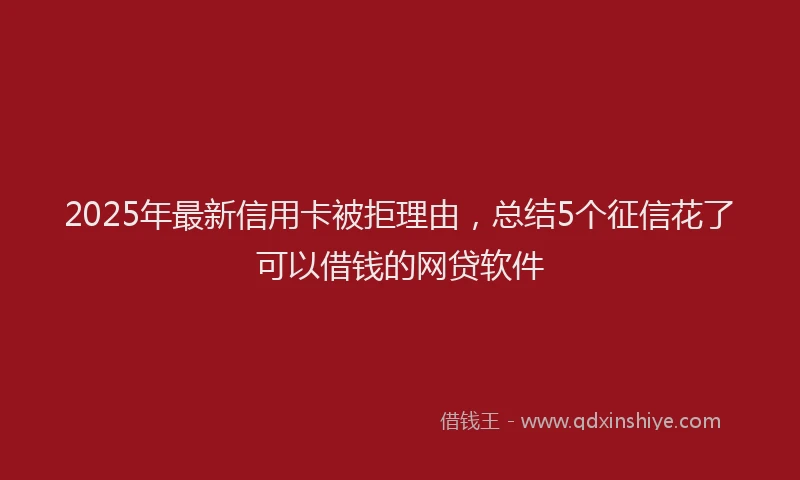 2025年最新信用卡被拒理由，总结5个征信花了可以借钱的网贷软件