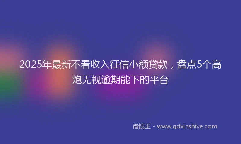 2025年最新不看收入征信小额贷款，盘点5个高炮无视逾期能下的平台