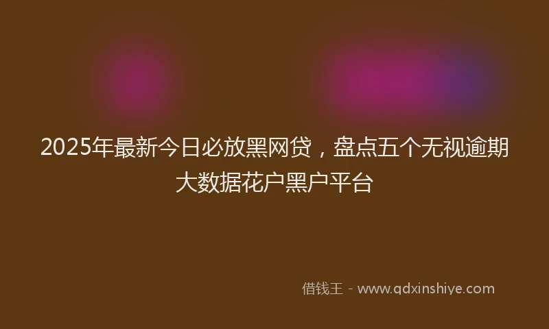2025年最新今日必放黑网贷，盘点五个无视逾期大数据花户黑户平台