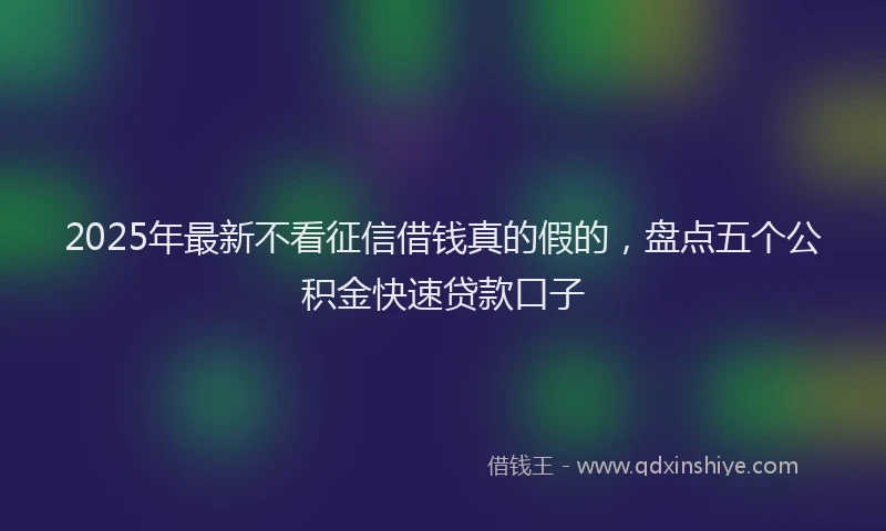 2025年最新不看征信借钱真的假的，盘点五个公积金快速贷款口子