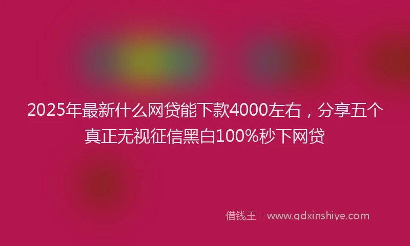 2025年最新什么网贷能下款4000左右，分享五个真正无视征信黑白100%秒下网贷
