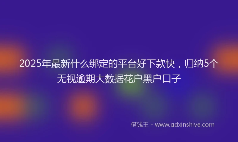2025年最新什么绑定的平台好下款快，归纳5个无视逾期大数据花户黑户口子