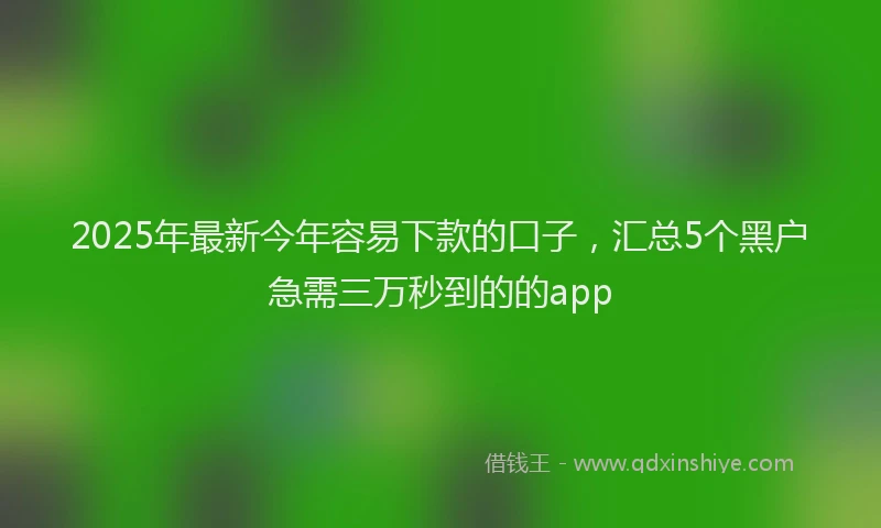 2025年最新今年容易下款的口子，汇总5个黑户急需三万秒到的的app