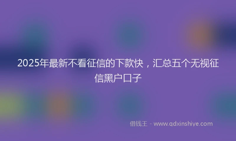 2025年最新不看征信的下款快，汇总五个无视征信黑户口子