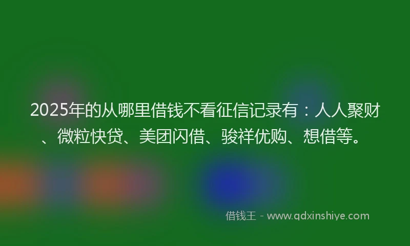 2025年的从哪里借钱不看征信记录有：人人聚财、微粒快贷、美团闪借、骏祥优购、想借等。