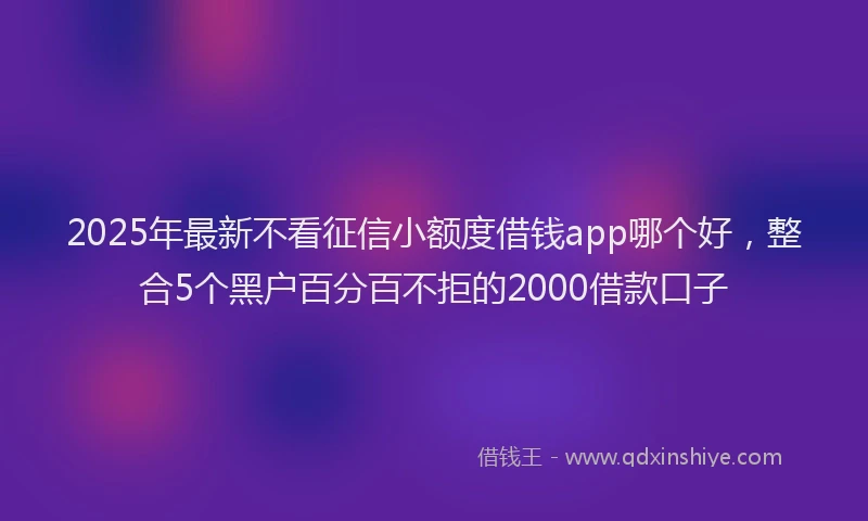 2025年最新不看征信小额度借钱app哪个好，整合5个黑户百分百不拒的2000借款口子