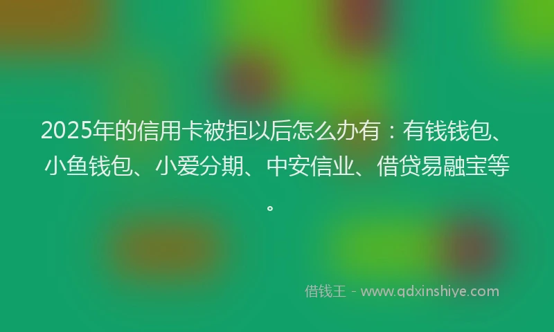 2025年的信用卡被拒以后怎么办有：有钱钱包、小鱼钱包、小爱分期、中安信业、借贷易融宝等。