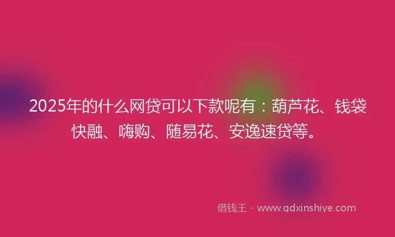 2025年的什么网贷可以下款呢有：葫芦花、钱袋快融、嗨购、随易花、安逸速贷等。