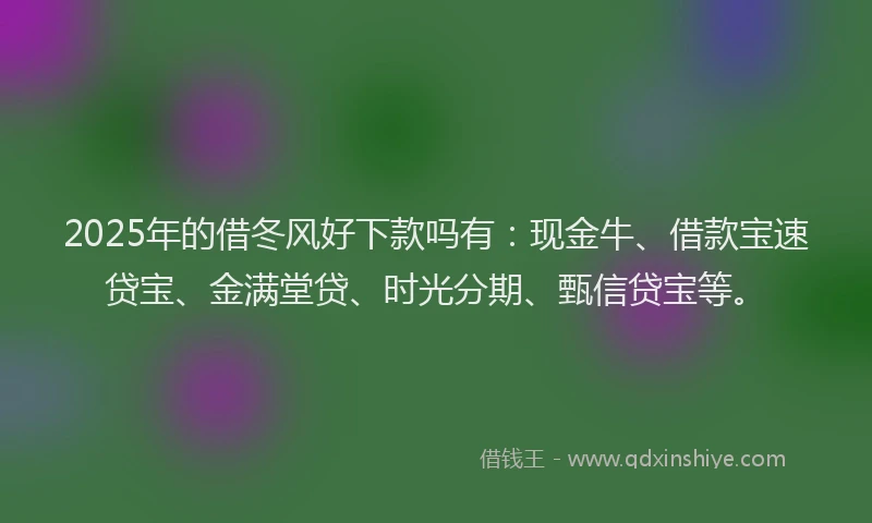 2025年的借冬风好下款吗有：现金牛、借款宝速贷宝、金满堂贷、时光分期、甄信贷宝等。