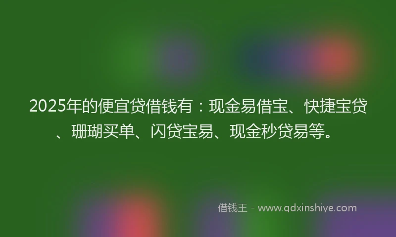 2025年的便宜贷借钱有：现金易借宝、快捷宝贷、珊瑚买单、闪贷宝易、现金秒贷易等。