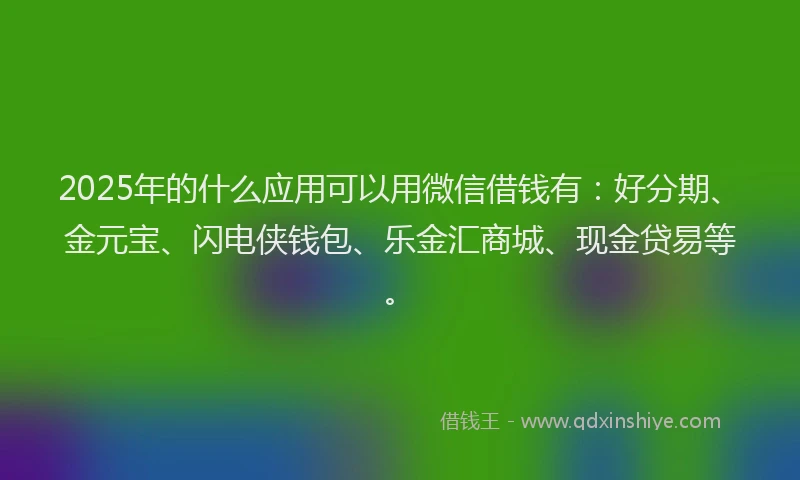 2025年的什么应用可以用微信借钱有：好分期、金元宝、闪电侠钱包、乐金汇商城、现金贷易等。