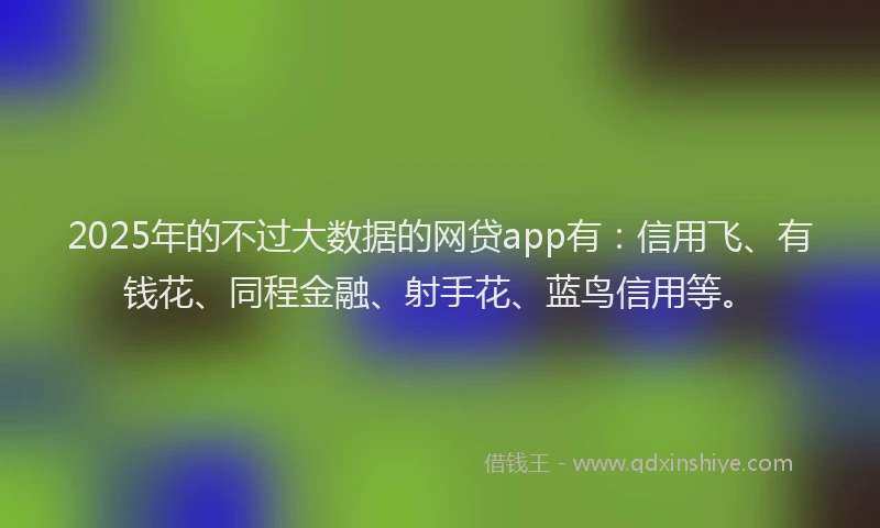 2025年的不过大数据的网贷app有：信用飞、有钱花、同程金融、射手花、蓝鸟信用等。