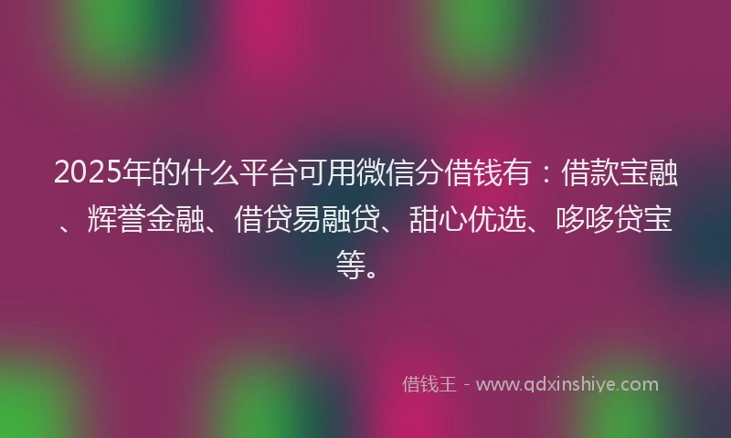 2025年的什么平台可用微信分借钱有：借款宝融、辉誉金融、借贷易融贷、甜心优选、哆哆贷宝等。