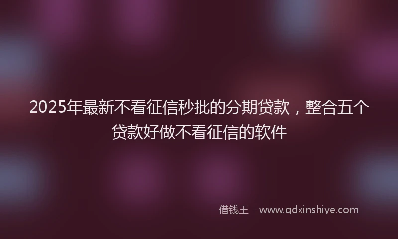 2025年最新不看征信秒批的分期贷款，整合五个贷款好做不看征信的软件