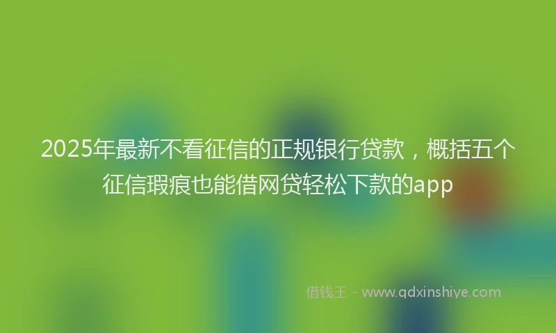 2025年最新不看征信的正规银行贷款，概括五个征信瑕疵也能借网贷轻松下款的app