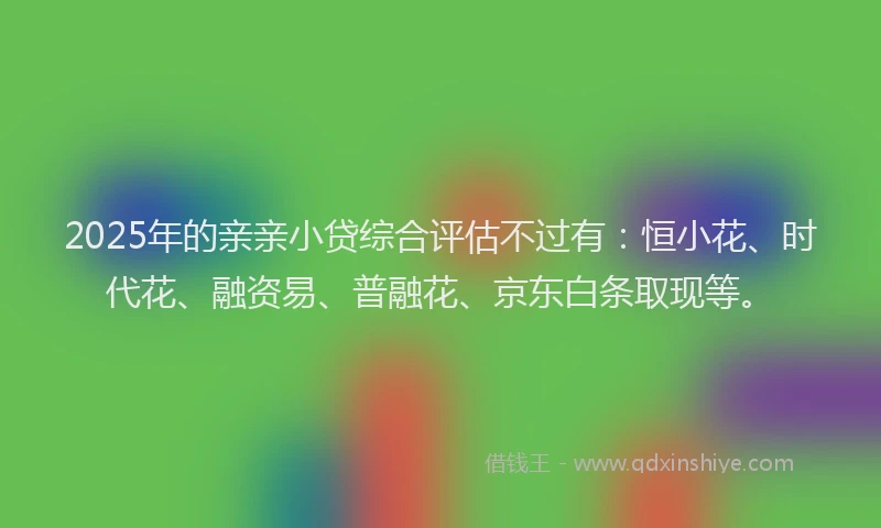 2025年的亲亲小贷综合评估不过有：恒小花、时代花、融资易、普融花、京东白条取现等。