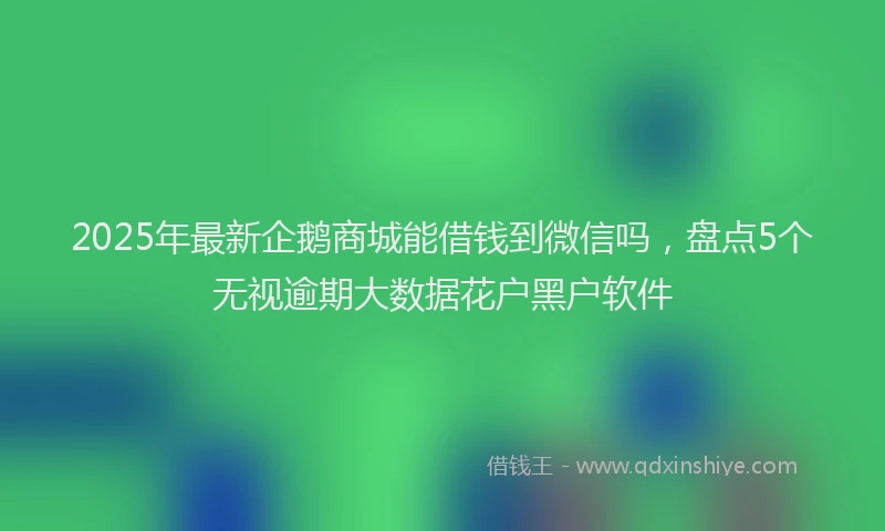 2025年最新企鹅商城能借钱到微信吗，盘点5个无视逾期大数据花户黑户软件