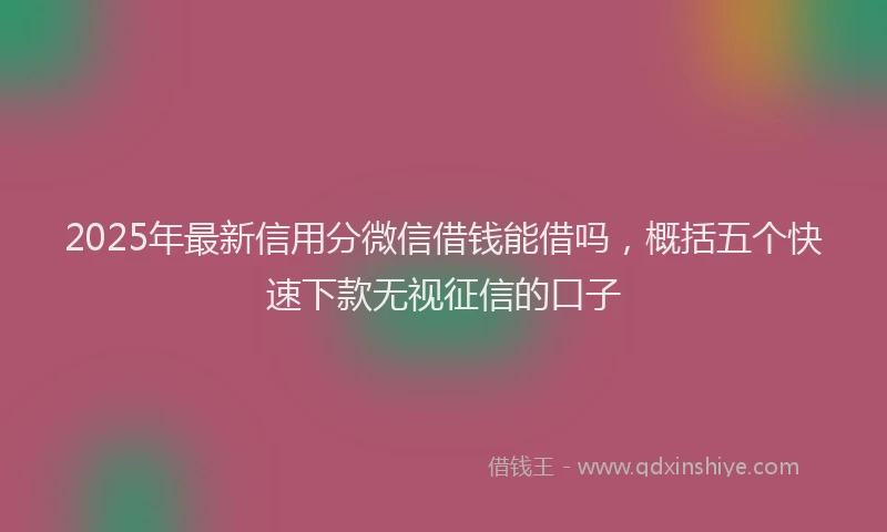 2025年最新信用分微信借钱能借吗，概括五个快速下款无视征信的口子