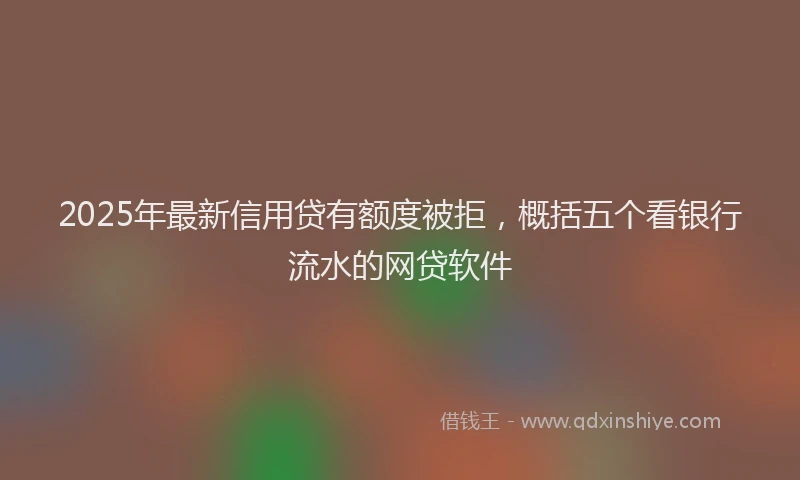 2025年最新信用贷有额度被拒，概括五个看银行流水的网贷软件