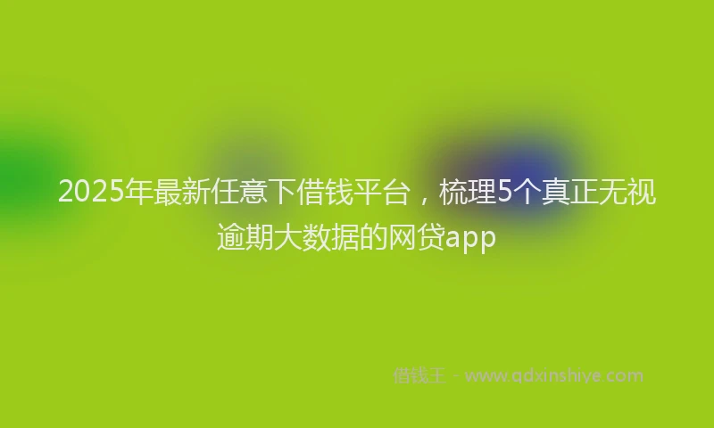 2025年最新任意下借钱平台，梳理5个真正无视逾期大数据的网贷app