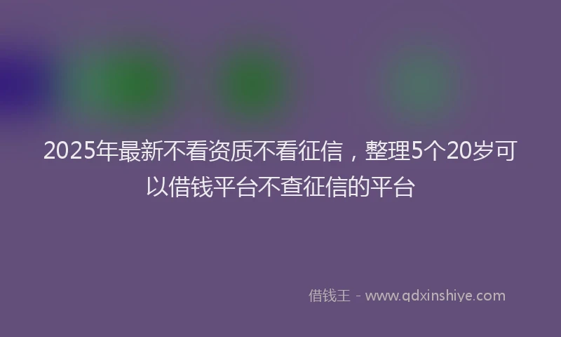 2025年最新不看资质不看征信，整理5个20岁可以借钱平台不查征信的平台