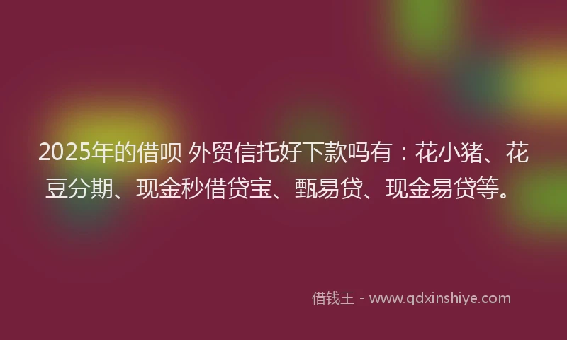 2025年的借呗 外贸信托好下款吗有：花小猪、花豆分期、现金秒借贷宝、甄易贷、现金易贷等。