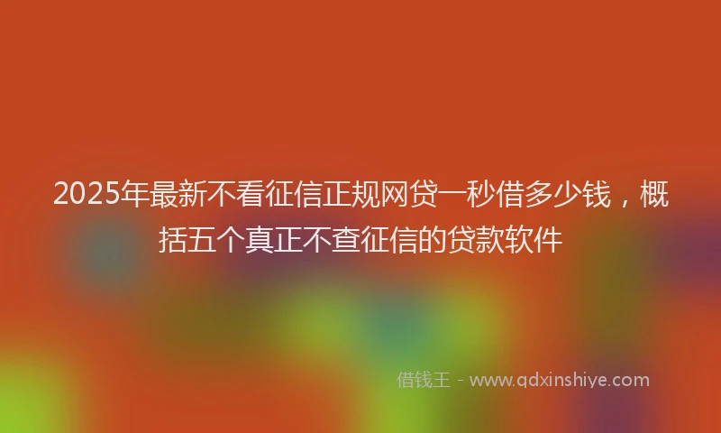2025年最新不看征信正规网贷一秒借多少钱，概括五个真正不查征信的贷款软件