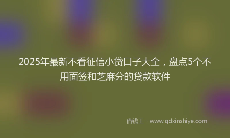 2025年最新不看征信小贷口子大全，盘点5个不用面签和芝麻分的贷款软件
