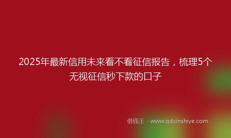 2025年最新信用未来看不看征信报告，梳理5个无视征信秒下款的口子