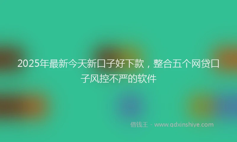 2025年最新今天新口子好下款，整合五个网贷口子风控不严的软件
