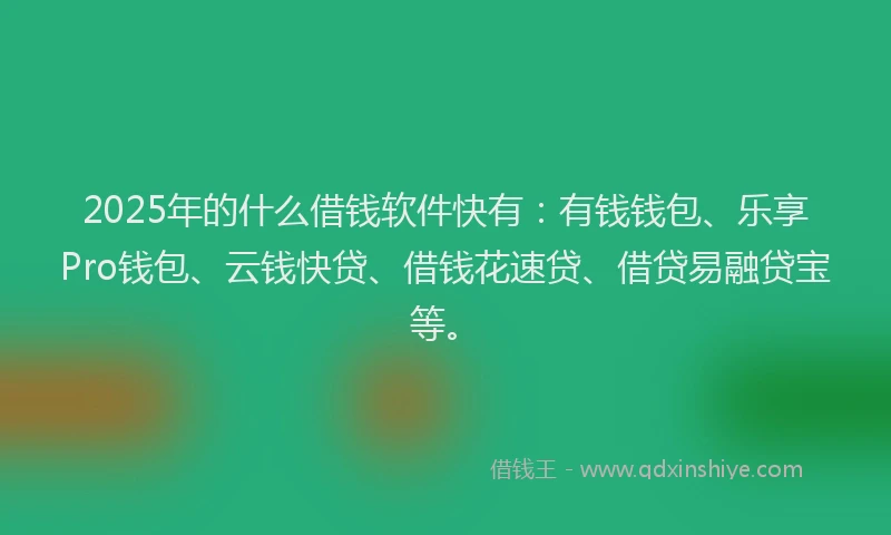 2025年的什么借钱软件快有：有钱钱包、乐享Pro钱包、云钱快贷、借钱花速贷、借贷易融贷宝等。