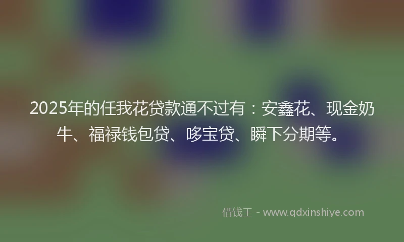 2025年的任我花贷款通不过有：安鑫花、现金奶牛、福禄钱包贷、哆宝贷、瞬下分期等。