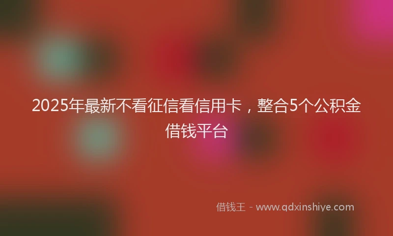 2025年最新不看征信看信用卡，整合5个公积金借钱平台