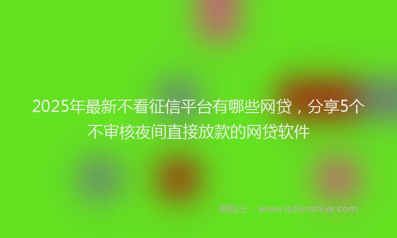2025年最新不看征信平台有哪些网贷，分享5个不审核夜间直接放款的网贷软件