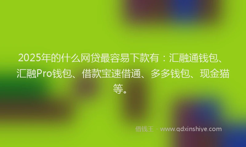 2025年的什么网贷最容易下款有：汇融通钱包、汇融Pro钱包、借款宝速借通、多多钱包、现金猫等。