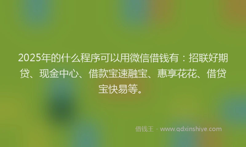 2025年的什么程序可以用微信借钱有：招联好期贷、现金中心、借款宝速融宝、惠享花花、借贷宝快易等。