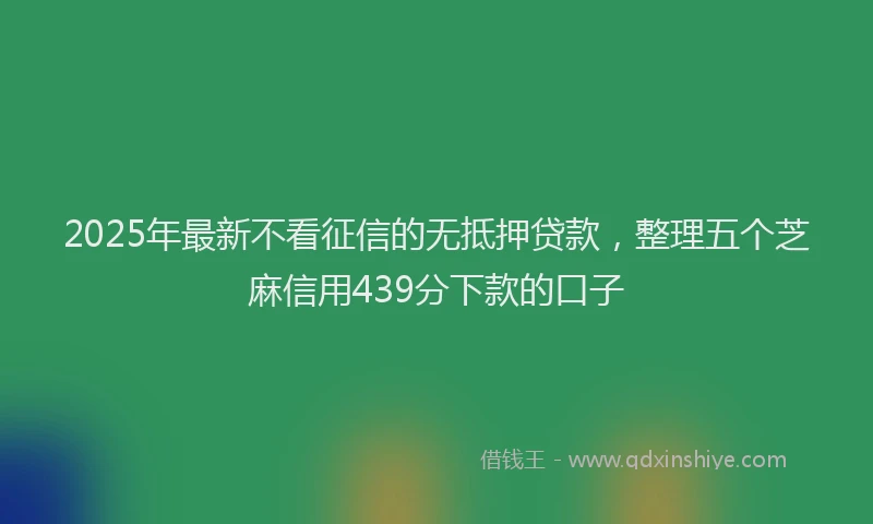 2025年最新不看征信的无抵押贷款，整理五个芝麻信用439分下款的口子