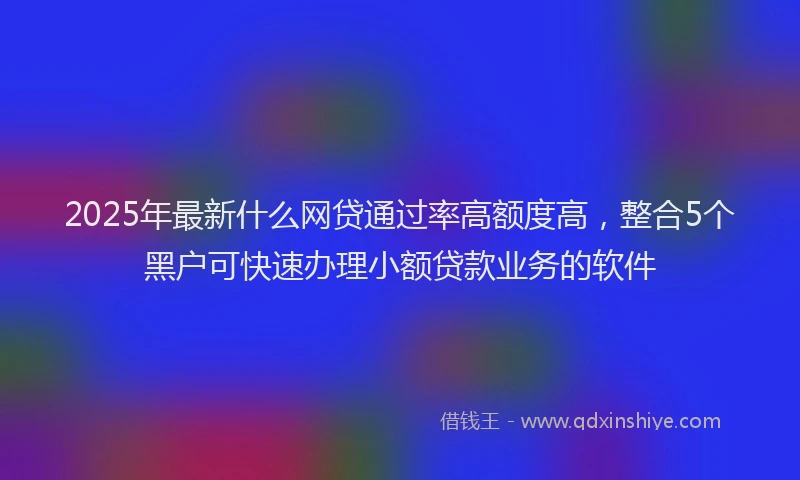 2025年最新什么网贷通过率高额度高，整合5个黑户可快速办理小额贷款业务的软件