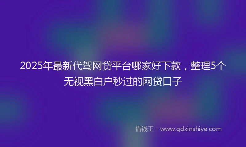 2025年最新代驾网贷平台哪家好下款，整理5个无视黑白户秒过的网贷口子