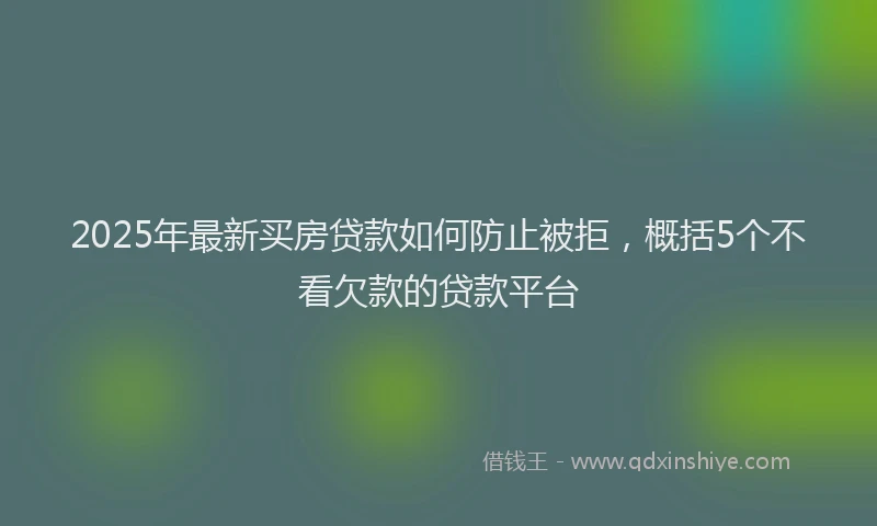 2025年最新买房贷款如何防止被拒，概括5个不看欠款的贷款平台