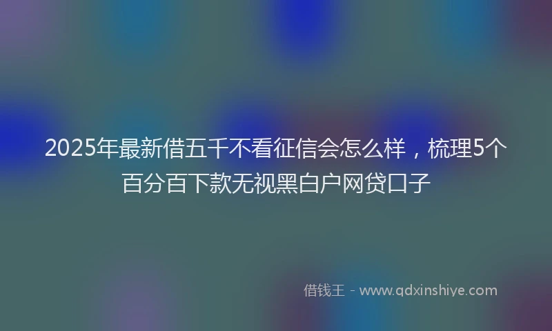 2025年最新借五千不看征信会怎么样，梳理5个百分百下款无视黑白户网贷口子