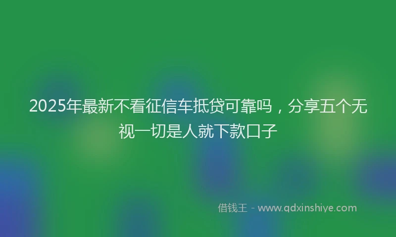 2025年最新不看征信车抵贷可靠吗，分享五个无视一切是人就下款口子